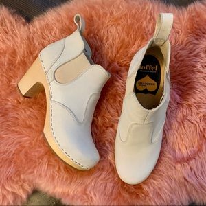 Swedish Hasbeens White Leather Chelsea Boots Sz 8